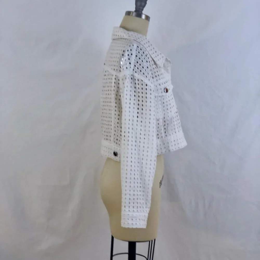 NWT Fleur du Mal Eyelet Cropped Jacket - 0 - Picture 6 of 7